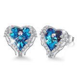 Stud Earrings Embellished with crystals from Swarovski Women Earrings Angel Wing Heart Earrings Fashion Ear Jewellery Gifts