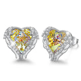 Stud Earrings Embellished with crystals from Swarovski Women Earrings Angel Wing Heart Earrings Fashion Ear Jewellery Gifts
