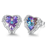 Stud Earrings Embellished with crystals from Swarovski Women Earrings Angel Wing Heart Earrings Fashion Ear Jewellery Gifts