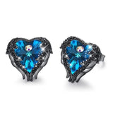 Stud Earrings Embellished with crystals from Swarovski Women Earrings Angel Wing Heart Earrings Fashion Ear Jewellery Gifts